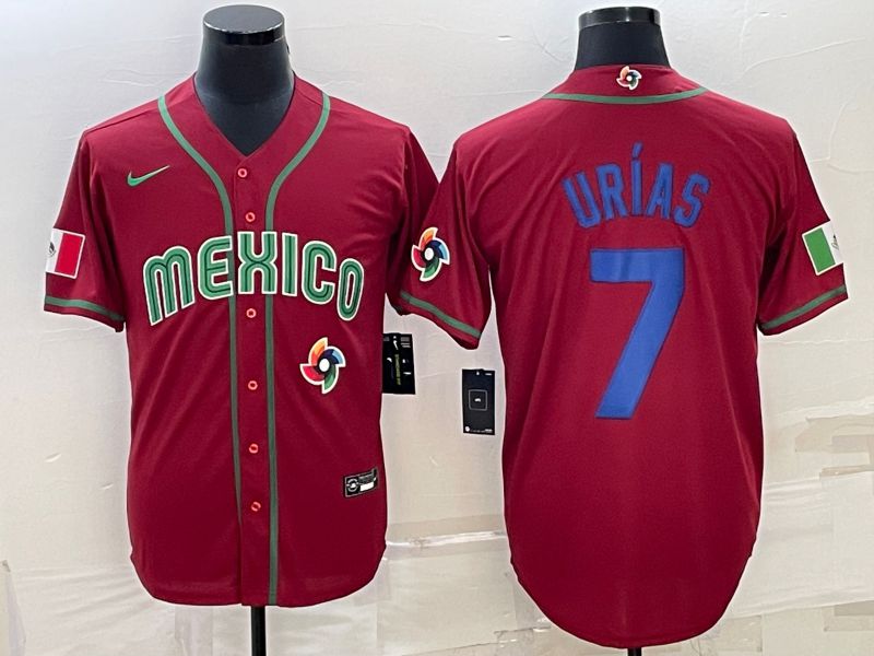 Men 2023 World Cub Mexico #7 Urias Red Nike MLB Jersey45->more jerseys->MLB Jersey